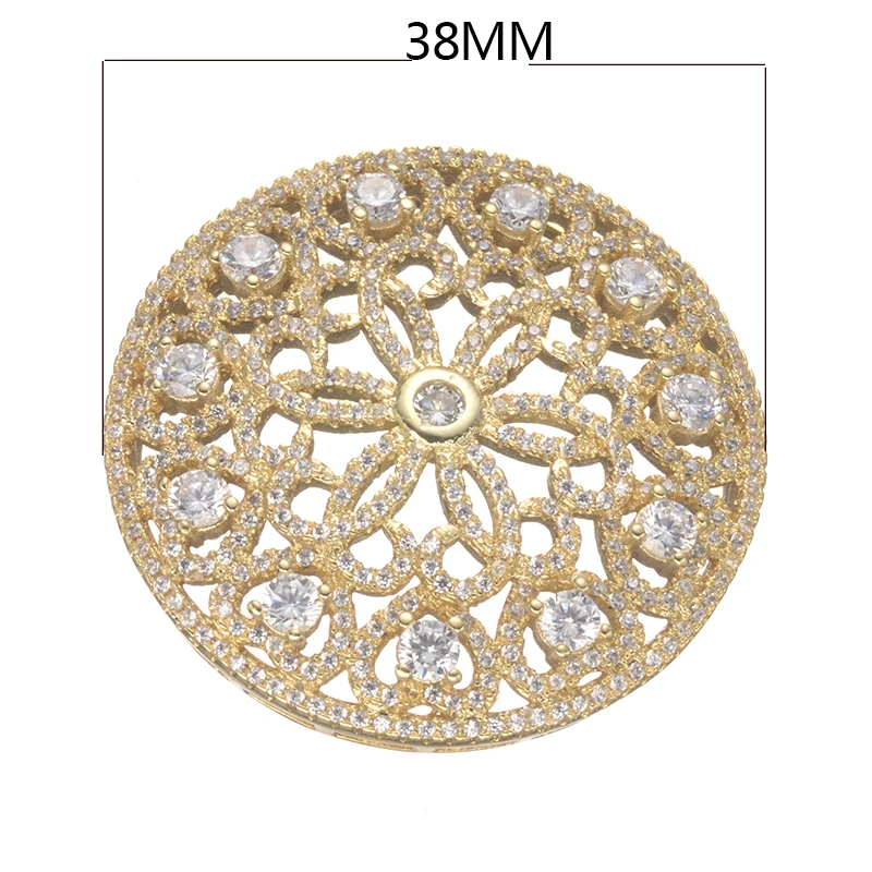 Подвески Micro Pave CZ браслет из золота 38 мм круглые плавающие кулоны для женщин