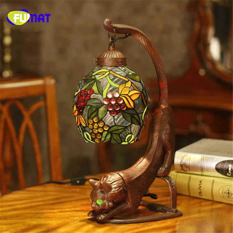 FUMAT художественная настольная лампа в античном стиле Тиффани ретро витражное