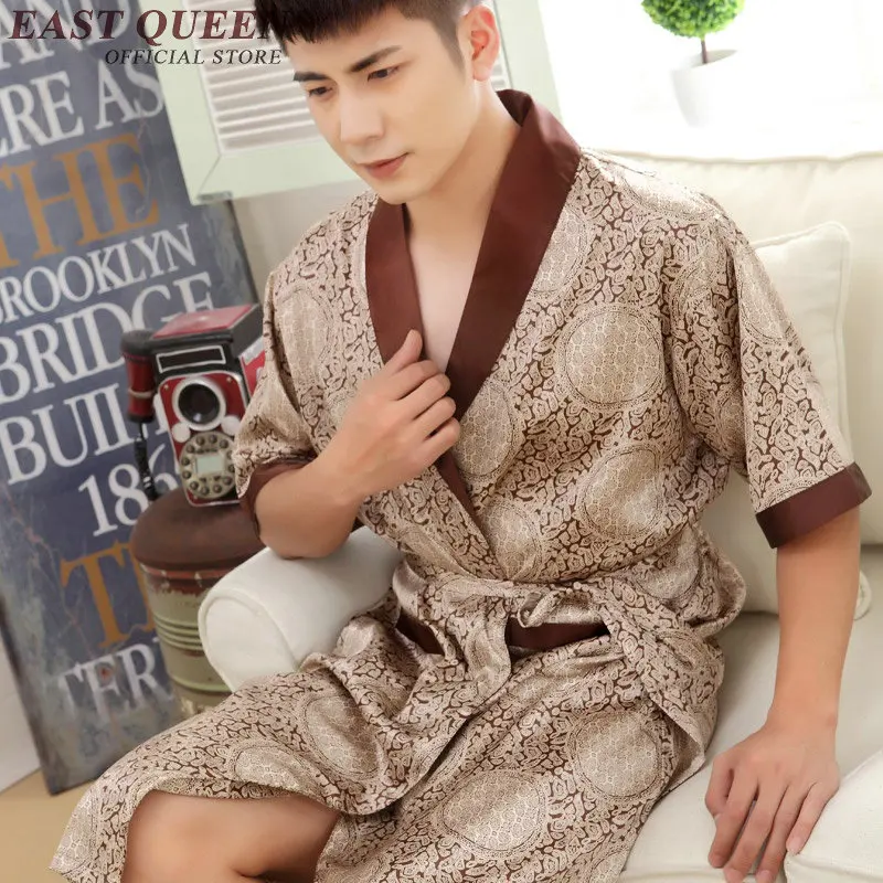 

Robe male summer men gown male sleepwear 2019 new arrival male bathrobe men summer home nightgown AA843