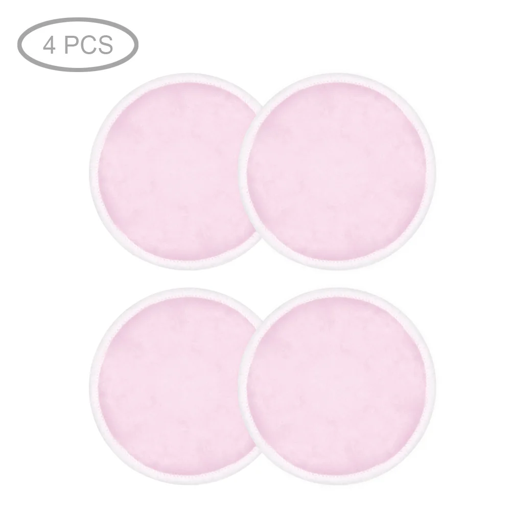 4pcs Pink Многоразовые ватные диски для снятия макияжа 4/8/10/16 шт. моющиеся очищающий хлопок и микрофибра средство для снятия макияжа с мягкое бамбуковое хлопок для лица с мешок для стирки - Цвет: 4pcs Pink