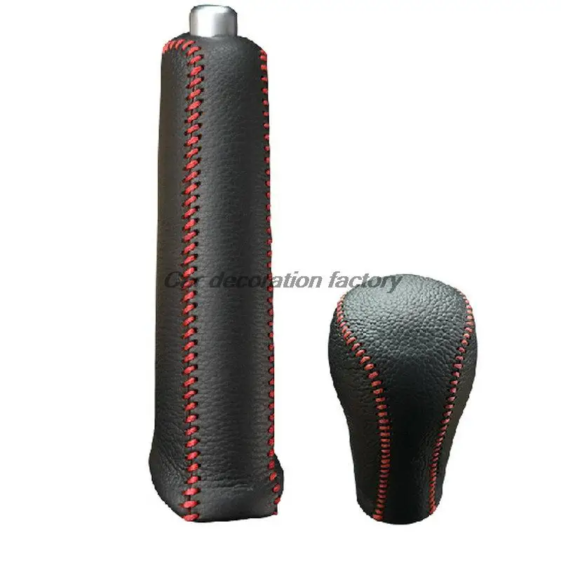 

Новый Стайлинг автомобиля из натуральной кожи ручной тормозной рычаг украшение + коробка передач джойстик украшение для Mazda 3 6 Axela atenza