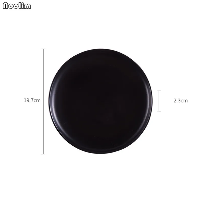 8 inch black Нордическая матовая керамика круглые одноцветные тарелки для стейков ГОВЯЖЬЯ тарелка для десертов Минималистичная креативная посуда для пиццы для завтрака - Цвет: 8 inch black
