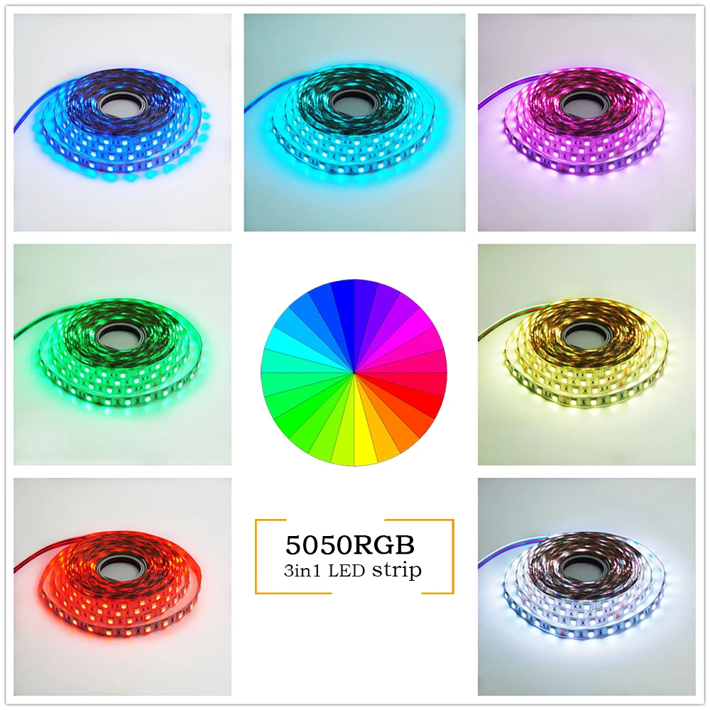 Auxma 5050 RGB/RGBW/RGBCCT 5в1 CRI80 60 Светодиодный s/m IP20 DC12V/24 V 300 светодиодный s/Reel, 5 метров/Reel Крытый не водонепроницаемый светодиодные полосы для вечерние