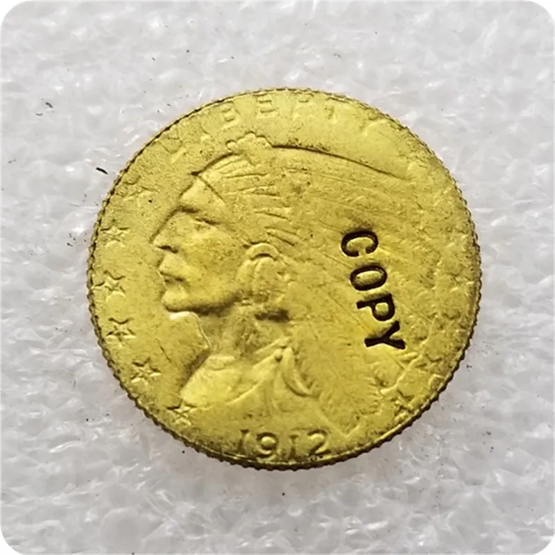 США 1908-1929$2,50 индийская голова четверть орел золотые монеты копии монет - Цвет: 1912