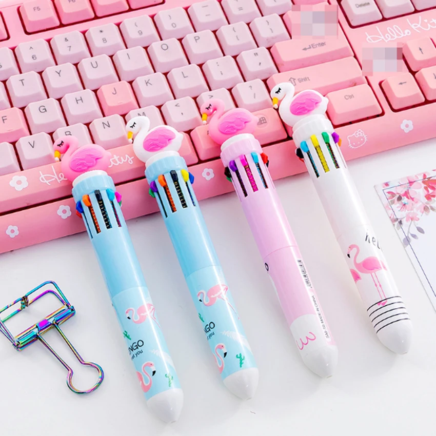 20 шт./лот Kawaii 10 цветов в одном шт Фламинго пластиковая шариковая ручка