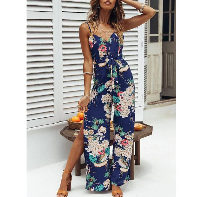 Enteritos largos de mujer elegantes Летний комбинезон roupas femininas комбинезон с v-образным вырезом Модный комбинезон женский комбинезон