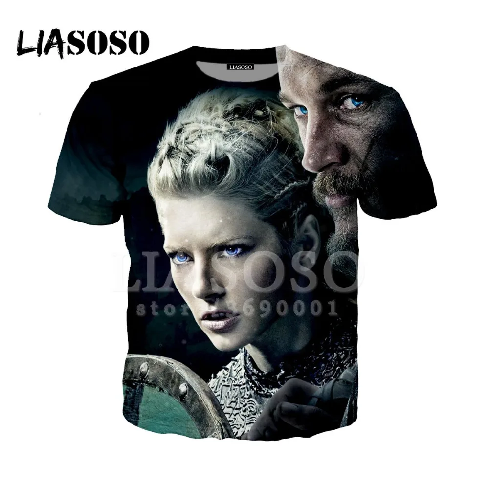 LIASOSO 3D принт для женщин и мужчин Рагнар из викингов Lothbrok Lagertha футболка Летняя