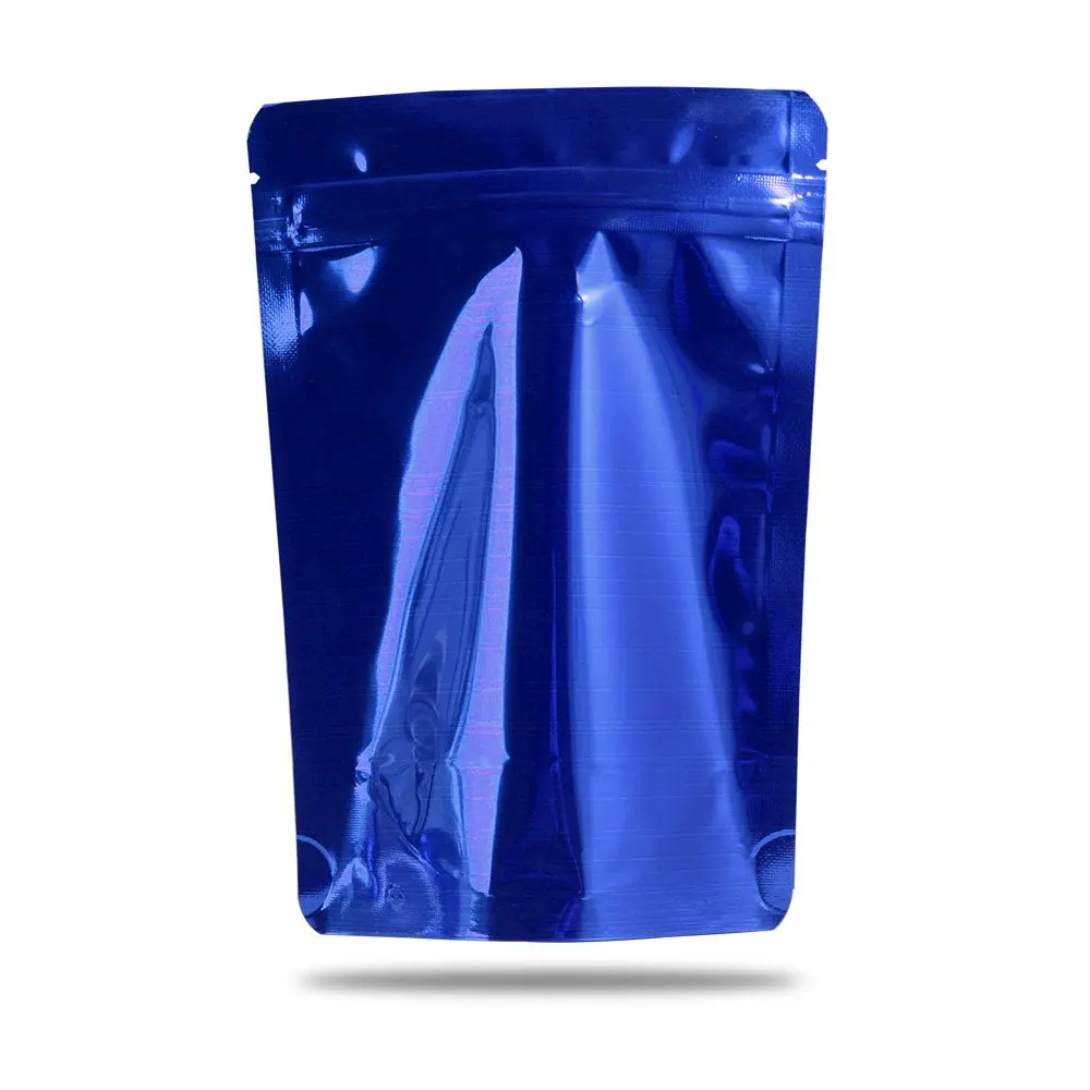 Blue Zip Lock Bag Двухсторонние цветные плотные термогерметичные упаковочные пакетики со струнным замком пищевой вертикальный алюминиевый фольга с застежкой мешочки 100 шт - Цвет: Blue Zip Lock Bag