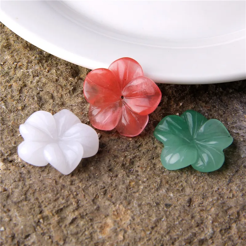 3 Pieces Hand Make Beautiful Plum Blossom Carved Shape Red Jades Stone Beads Flower Pendant For Jewelry Decoration Making | Украшения и