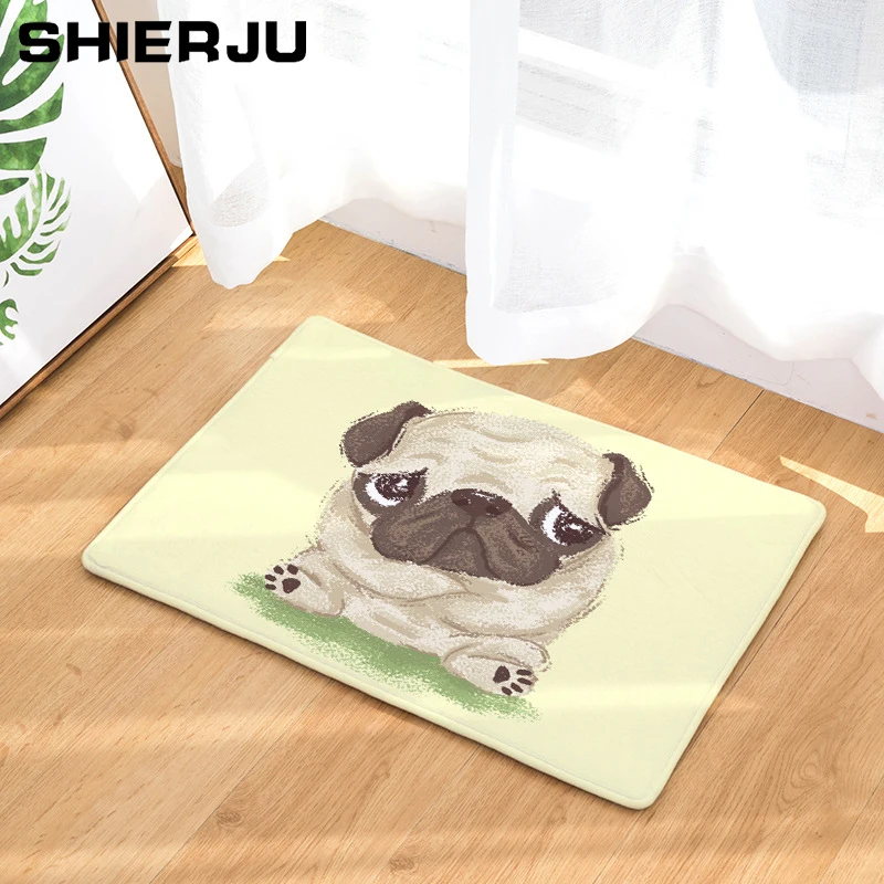 Нескользящие Коврики для пола SHIERJU милые Мультяшные коврики мопса собаки
