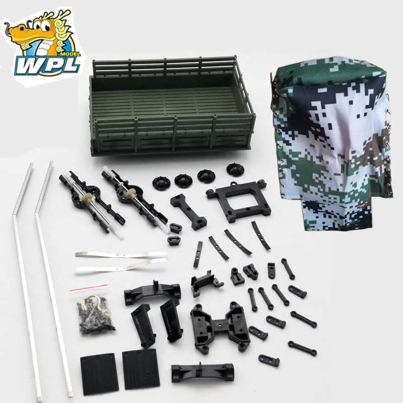 DIY canvas trailer Y JJRC WPL B16 B24 B36 4/6WD военный грузовик подвеска 4 колесный прицеп обновление DIY модифицированная модель дорожного транспортного средства игрушка - Цвет: DIY canvas trailer Y