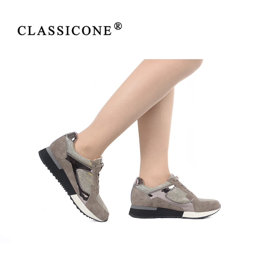 CLASSICONE 2018 осенние модные женские кроссовки со стразами модная обувь на шнурках