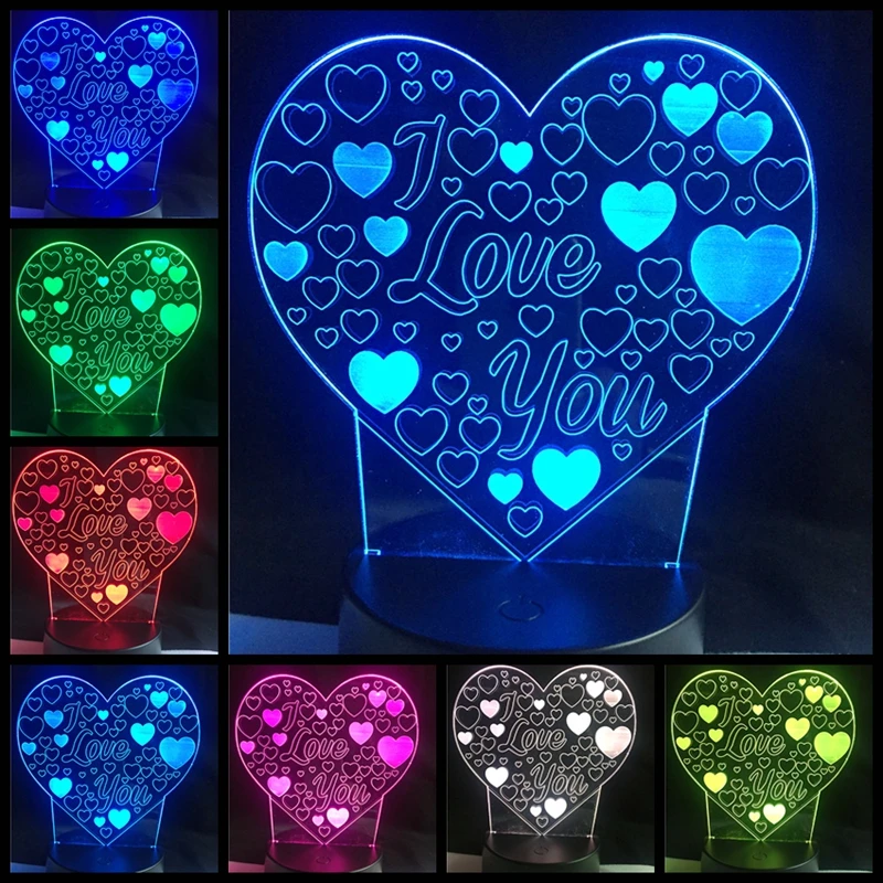 6 Я люблю тебя Сладкий Любовник Сердце шар 3D светодиодный LED USB лампа Романтический декоративные красочные ночник подруга подарок День Матери - Испускаемый цвет: 6