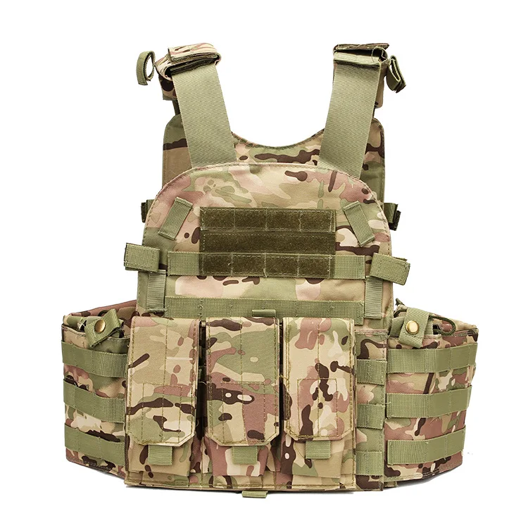 Тактический Molle Plate Carrier страйкбол жилет Пейнтбол боевой тренировочный Жилет Мягкий жилет загар с тройным подсумок Интерком