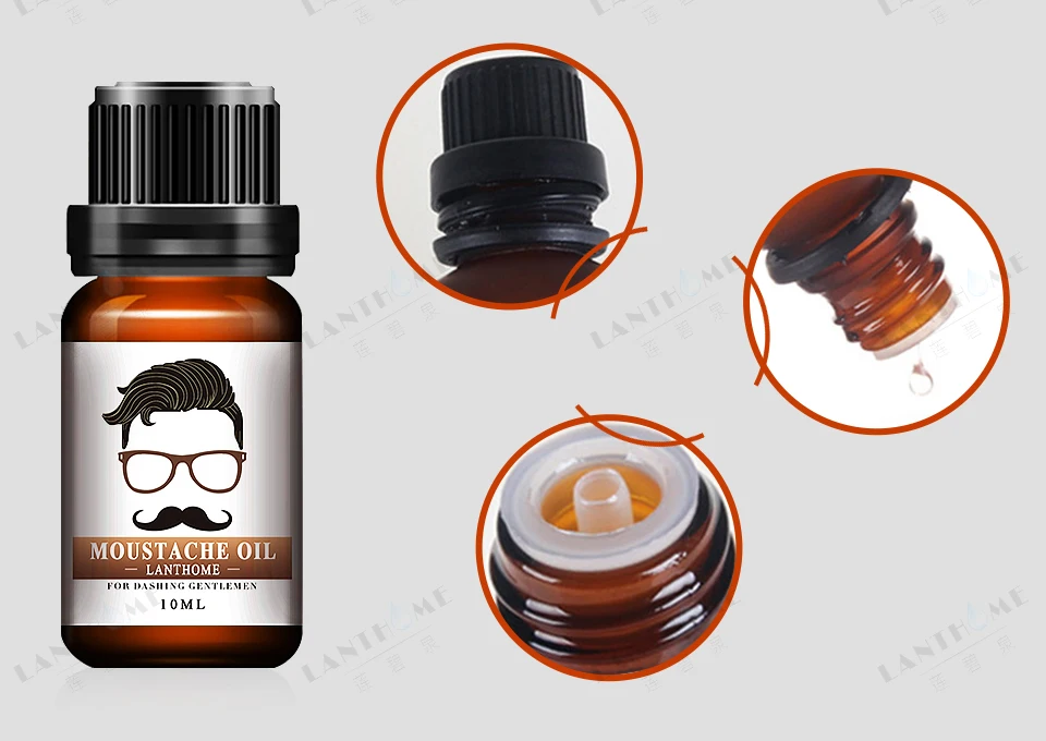 10ml Gentlemen Beard Oil Moisturizes Facial Hair Moustache Oils Pure Organic Beard Oil Growth Face Hair Thicker Essential Oil
