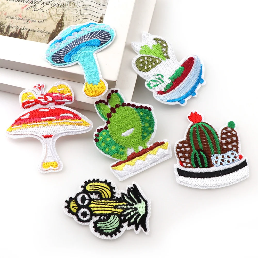 12Pcs 43-76mm Mix Lovely Plant Style Fashion Patches Iron On Embroidery Patch Badges Applique Clothes Clothing Sewing Supplies | Дом и сад