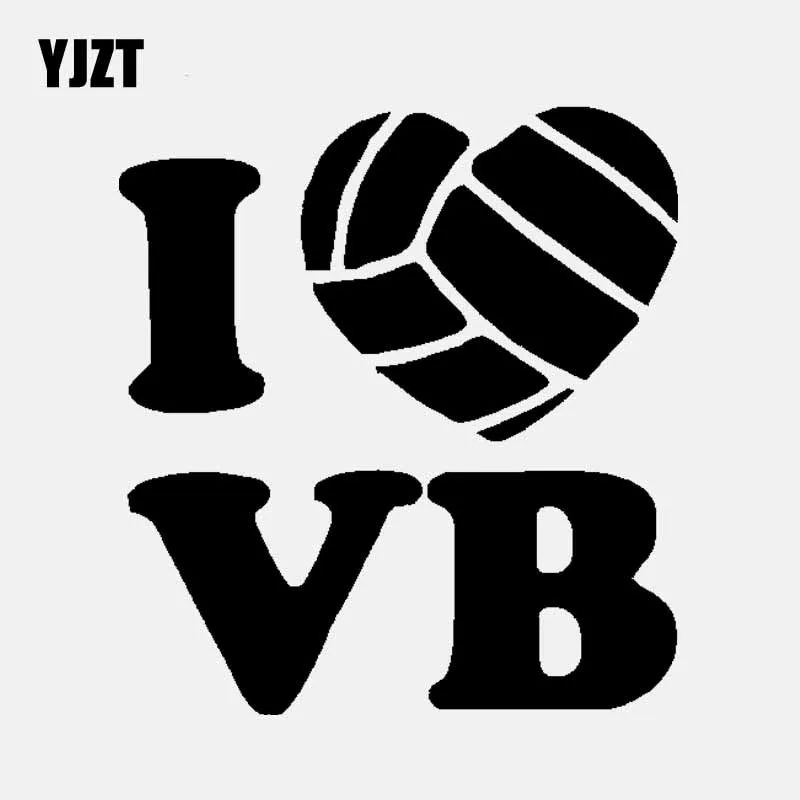 

YJZT, 12,2 см * 13,1 см, Виниловая наклейка, женская любовь, футбол, сердце, спортивный волейбол, черный/серебристый цвет