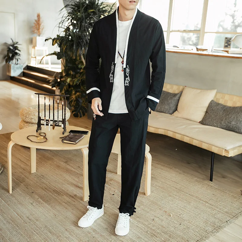 Модные Для мужчин комплект из 2 предметов (рубашка + брюки) Повседневная рубашка с