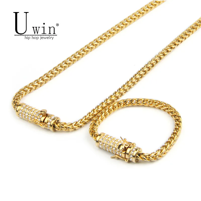 Набор ожерелий UWIN браслет из нержавеющей стали с цепочкой в стиле хип хоп|jewelry
