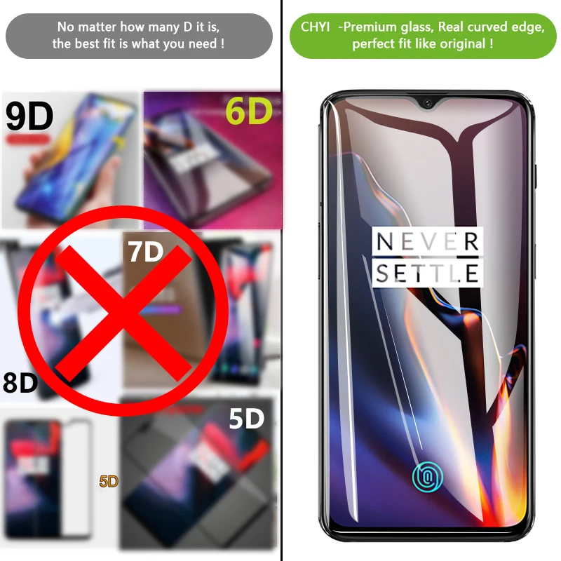 CHYI стекло с закругленными краями для Oneplus 6 T полностью клеящееся покрытие 1 +