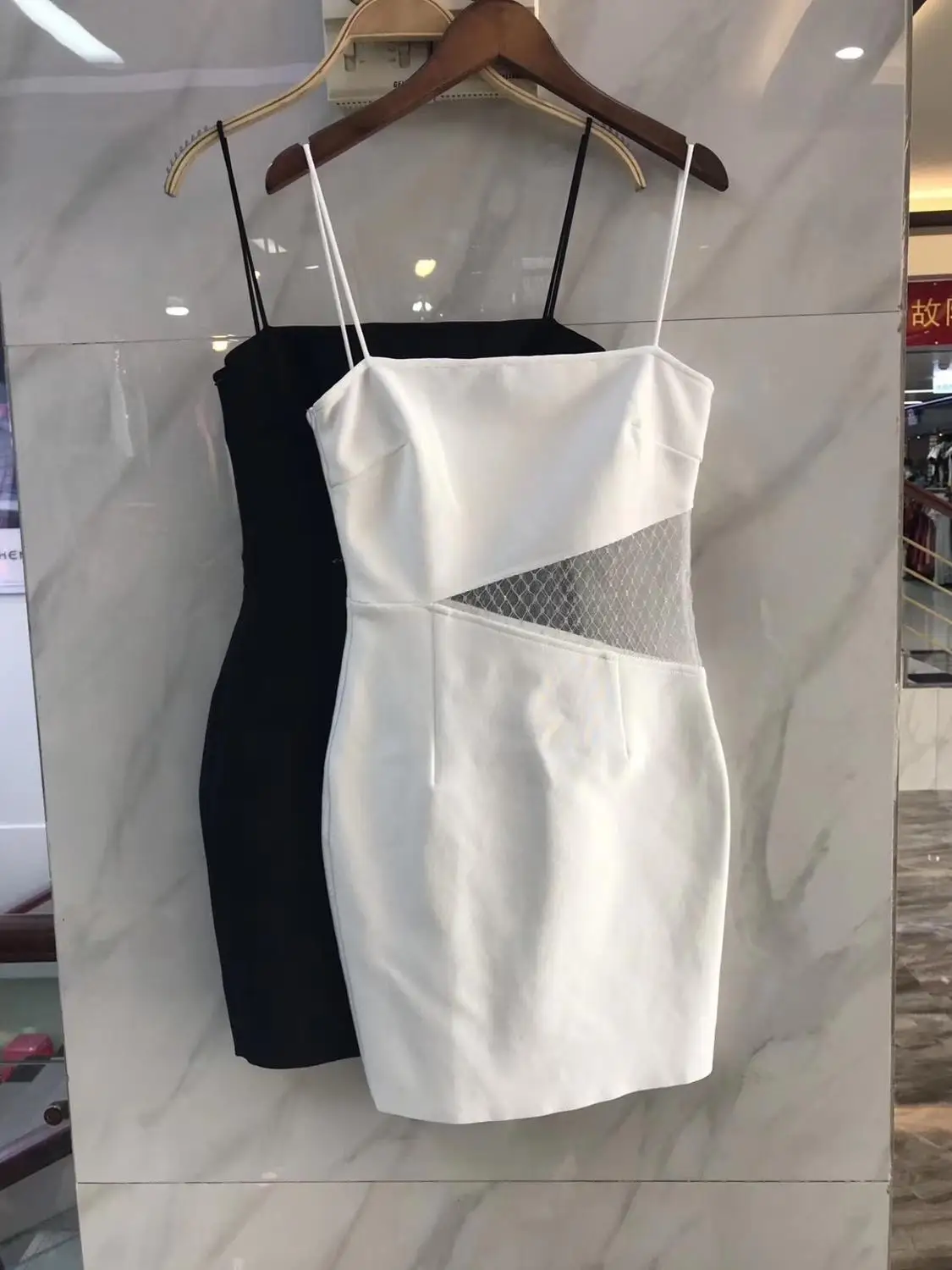 

2019 New dress Women Elegant black white square collar sleeveless high Quality Bodycon Celebrity evening Party Bandage dresses