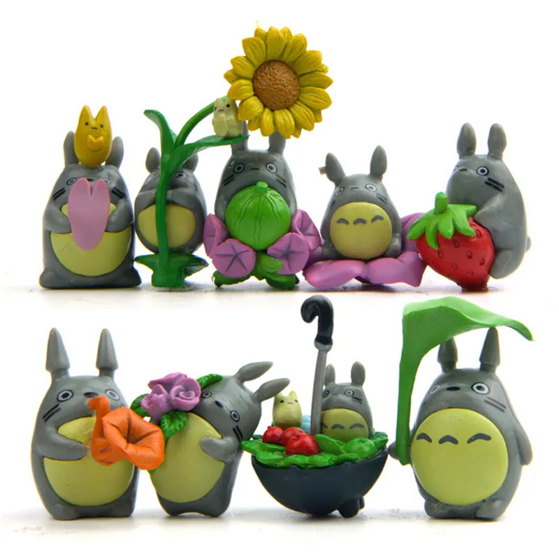 9pcs/set Kids PVC Action Figure Toys Cartoon My Neighbor Totoro Doll Kawaii Collection Model For Children 2.1cm-5.9cm Ornaments | Игрушки и