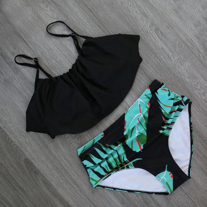 Женское бикини с высокой талией сексуальный купальник в стиле ретро размера плюс