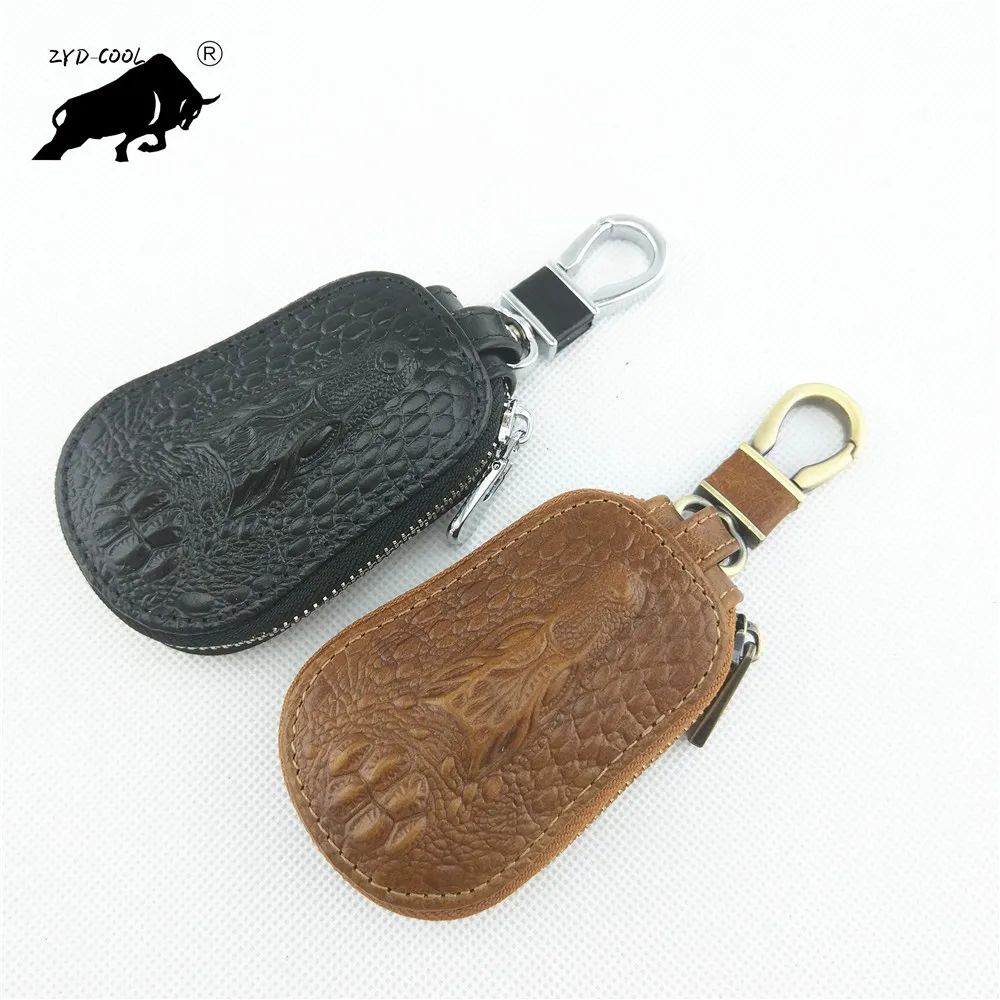 Zyd-Cool Ретро натуральной кожи кошелек на молнии Ключницы Для женщин Key Holder Для мужчин ключи от машины сумка крокодил узор случае ключ