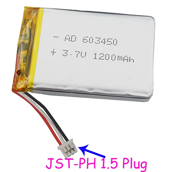 3pin 1.5mm plug Xinj 3,7 V 1200 мАч литий-полимерный аккумулятор lipo сотовый 3pin 1,0/1,25/1,5/2,0/2,54 мм штекер 603450 для спутниковой навигации PDA, камера музыкальный плеер - Цвет: 3pin 1.5mm plug