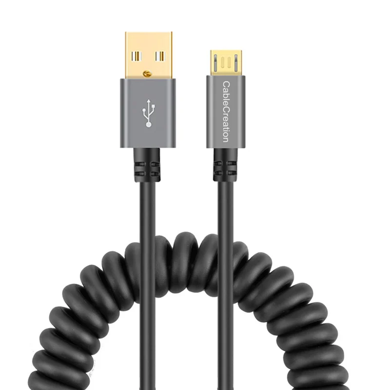 Спиральный USB кабель (от 0 56фт до 5 футов) A Micro для зарядки данных совместимый Android