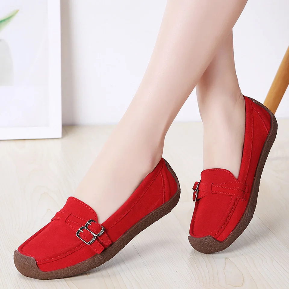 EOFK/осенние женские мокасины; женская обувь из натуральной кожи на плоской подошве; женские лоферы; замшевая обувь без застежки; mocasines mujer