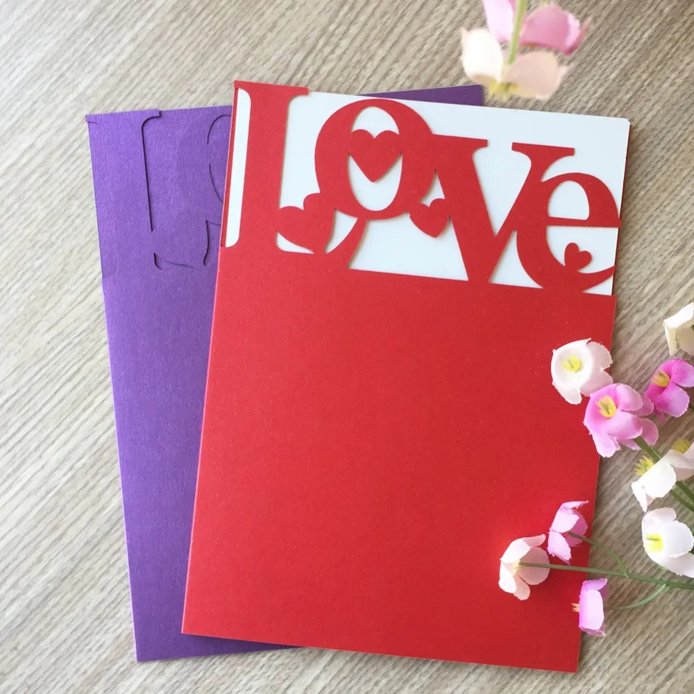 

20Pcs Unique colorful Laser Cut Pearl paper Love Words Decoration Birthday Party Wedding Invitaiton Card Greeting Blessing card