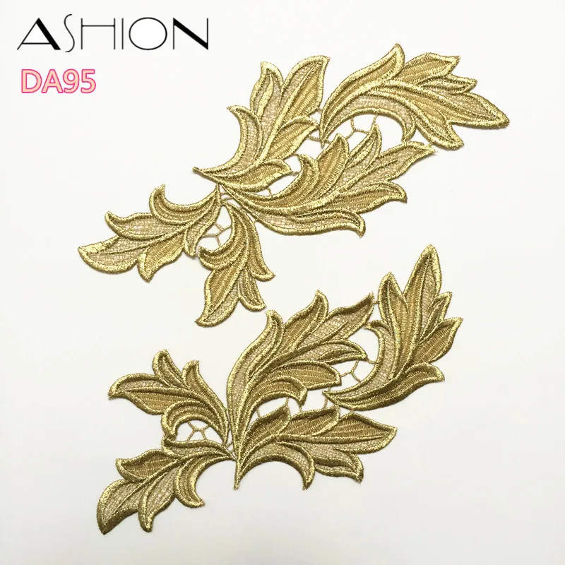 Кружевные нашивки с цветочной вышивкой свадебные платья воротником Аппликации