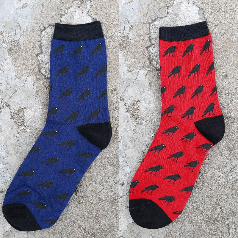 Мужские Носки с рисунком ворона модные повседневные хлопковые носки по низкой