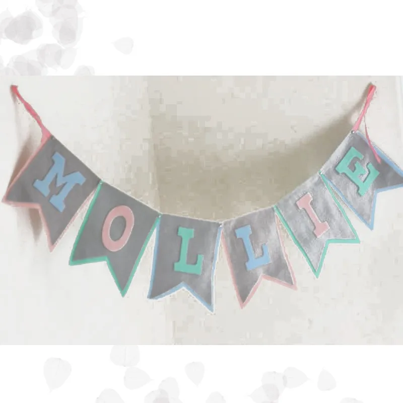 Пользовательский детский душ серый баннер Персонализированная с именем ребенка