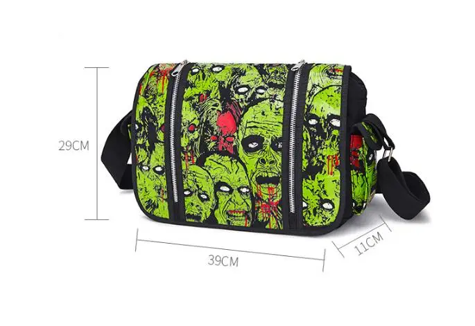 Zombie Attack Skeleton, парусиновая сумка-мессенджер, школьная книга, сумки для студентов, косплей, сумка-мессенджер, подарки на Хэллоуин, светятся
