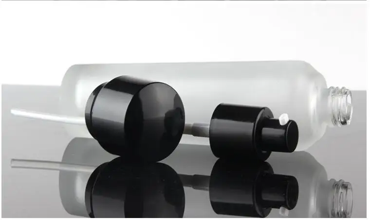 100 мл матовое стекло бутылка черный насос для сыворотки/лосьона/эмульсии/основы