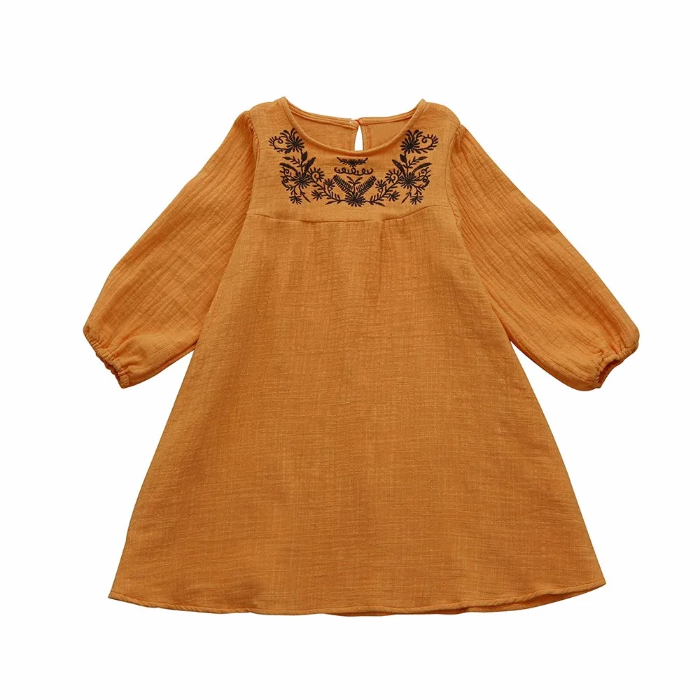 Новое поступление 2019 года детское платье для девочек однотонное с цветочной