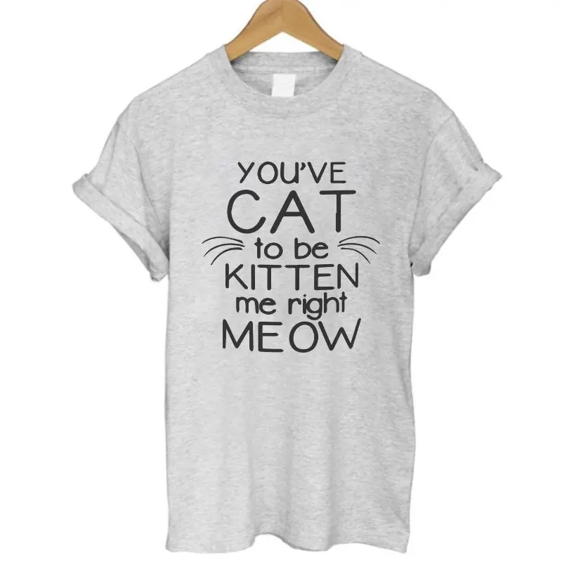 OKOUFEN кошка котенок футболка Meow кошки кошечки Милый Забавный короткий рукав Топ
