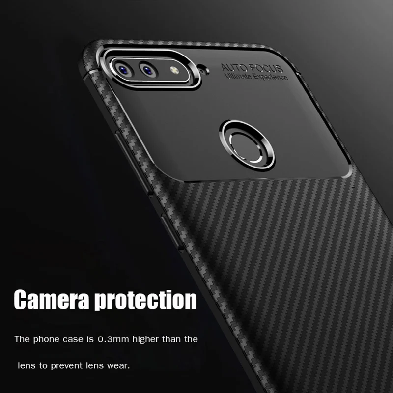 Для huawei Honor 7A случае Роскошные углеродного волокна Тонкий Силиконовый