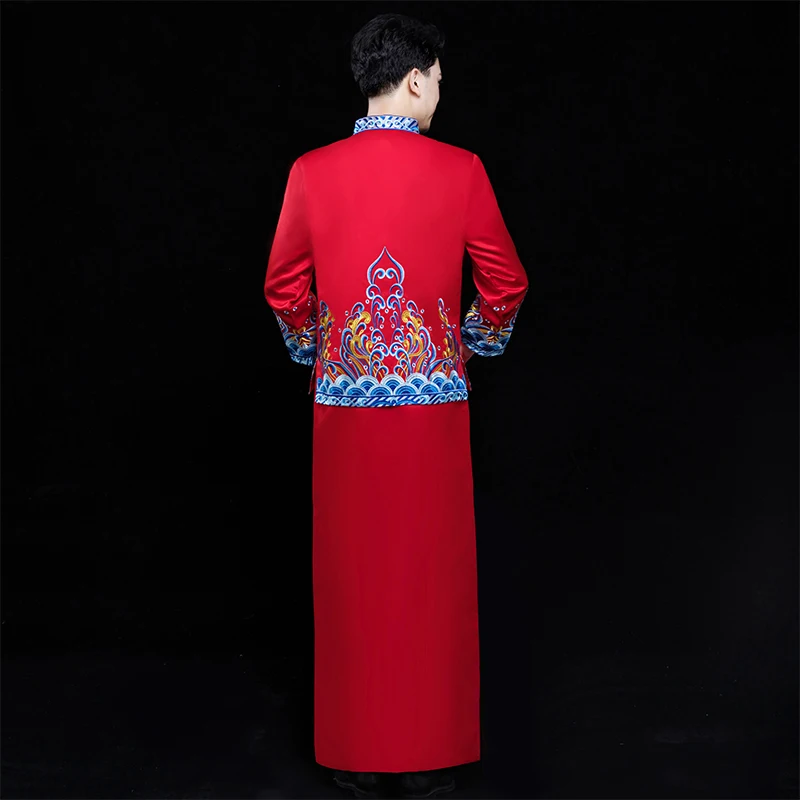 

Red Chinese Wedding Bride Cheongsam Traditional Style marry Evening Dress Embroidery Long Qipao Womens and Mens Size S - XXL