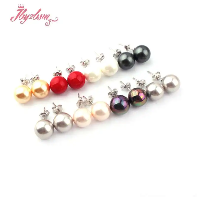 Женские серьги гвоздики с жемчугом 10 мм|earrings fashion|earrings free shippingwomen stone earrings |