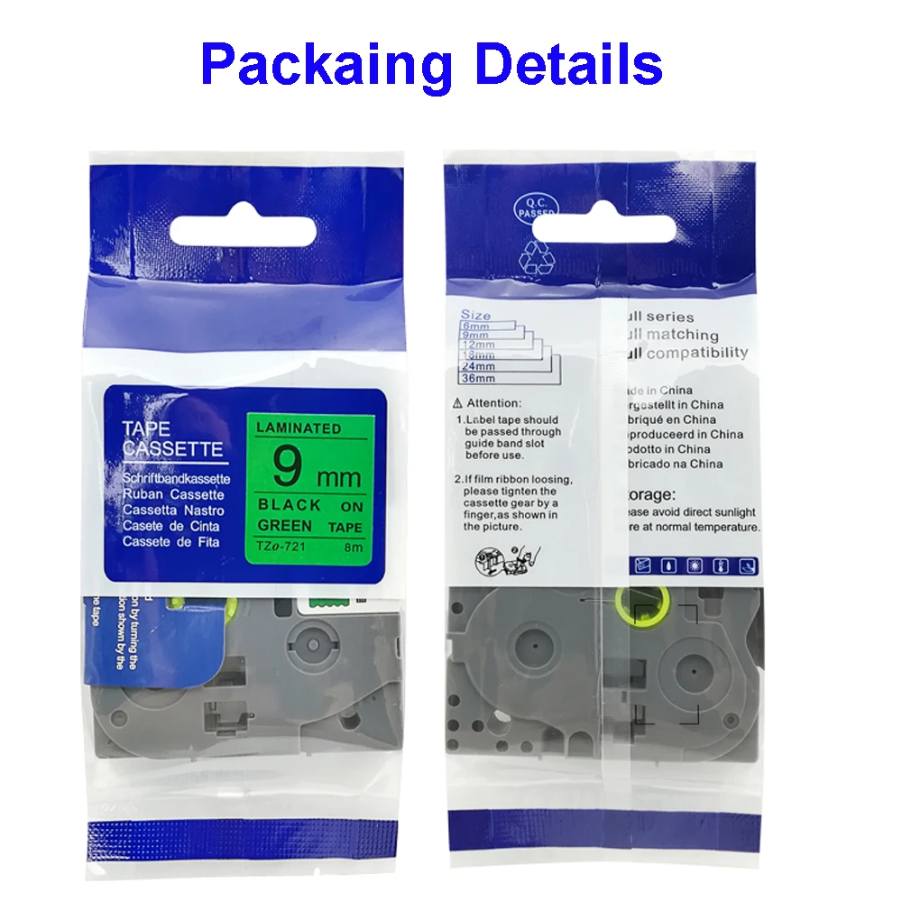 Orison 5PCS TZe-721 9mm Black On Green TZe721 TZ721 TZe 721 TZ Tape For Brother P-Touch Label Printer Ribbons TZ-721 | Компьютеры и