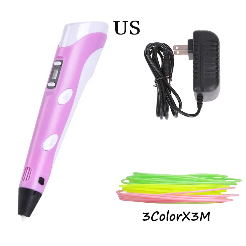 US pink Rovtop 3D печатная Ручка DIY 3D Ручка красочная креативная игрушка подарок для детей дизайн рисунок 3D печать Ручка накаливания - Цвет: US pink