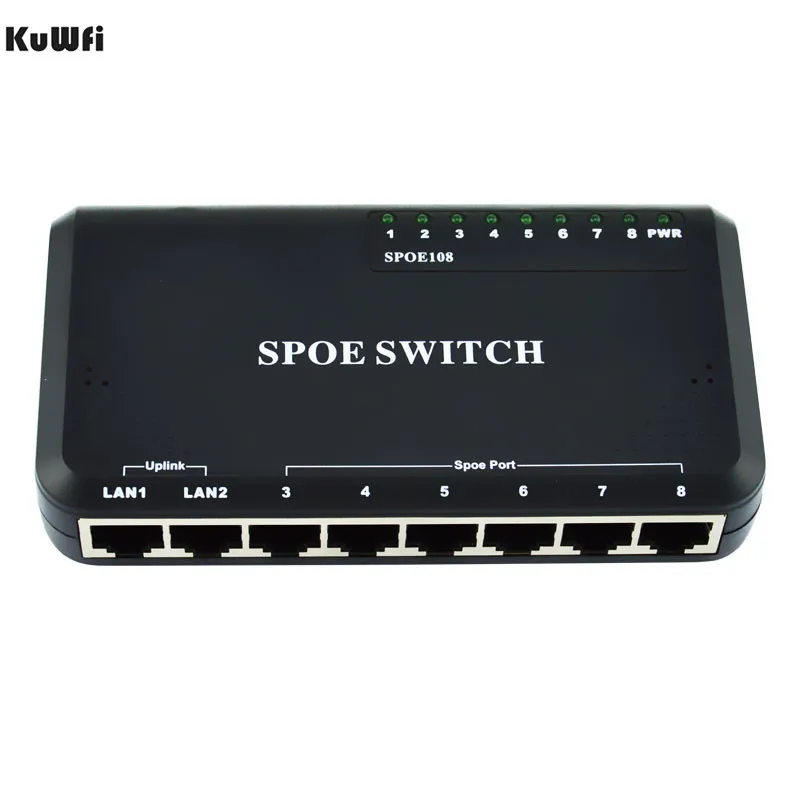 VLAN Sup Порты и разъёмы 90W 8 10/100 Мбит/с коммутатор питания через Ethernet Мощность для IP