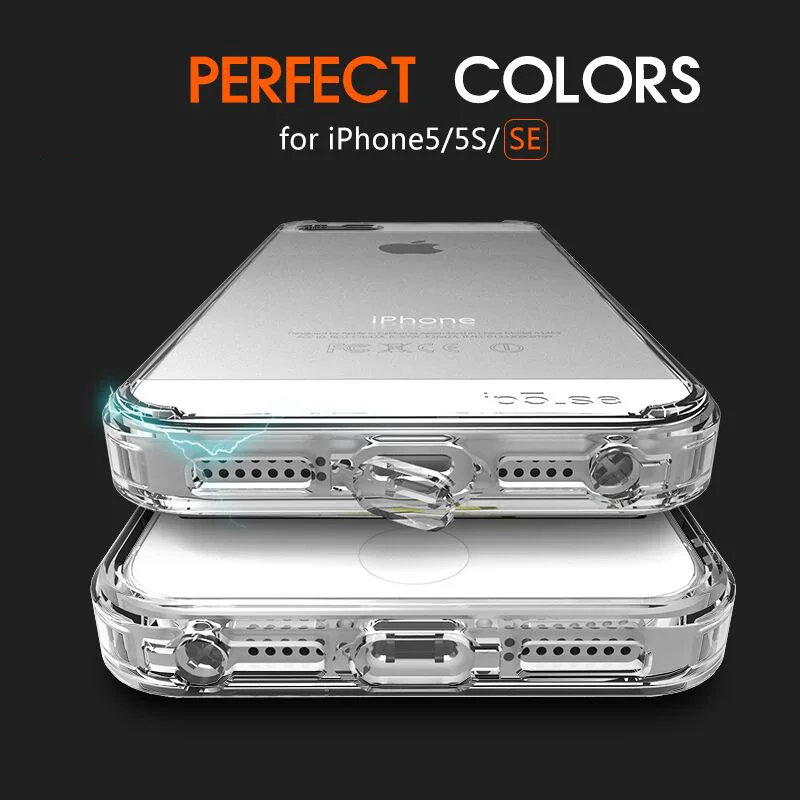 Для iPhone 5S 5 SE прозрачные чехлы для телефонов мягкий ТПУ Бампер Жесткий ПК