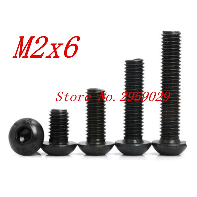 1000PCS ISO7380 m2*6 M2 x 6mm Steel with black hex hexagon socket button head screw | Обустройство дома