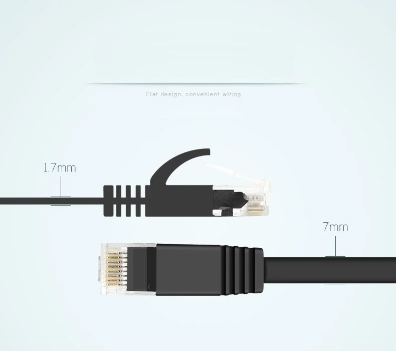 

15M 45FT Pure copper wire CAT6 Flat UTP Ethernet Network Cable RJ45 Patch LAN cable black white color