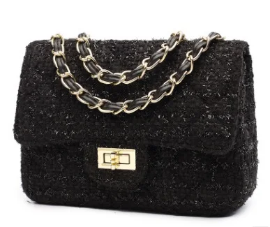 Small gold chain Женская кожаная сумка на плечо хорошего качества, женские сумки-мессенджеры известных брендов, роскошная шерстяная тканевая сумка, женская классическая женская сумка - Цвет: Small gold chain