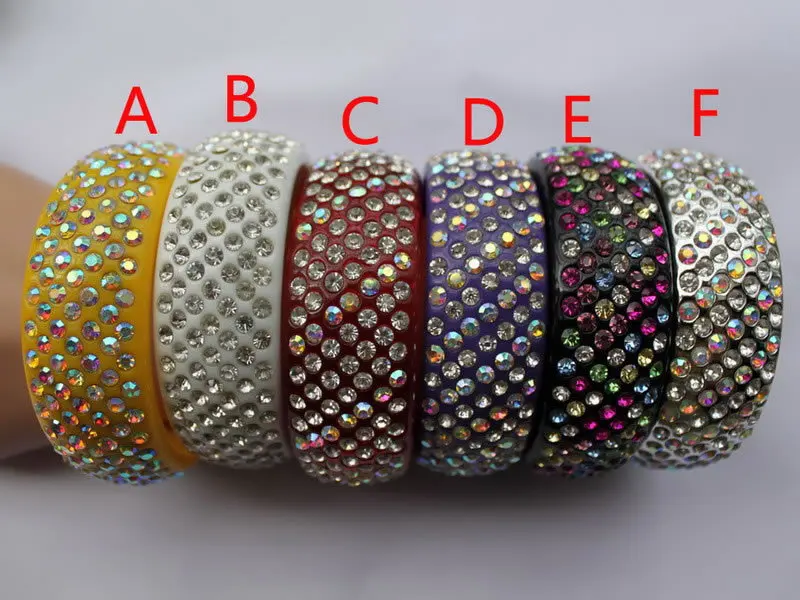 16 цветов 7 рядов кристаллов Стразы акриловый браслет резиновый крупные Винтажные